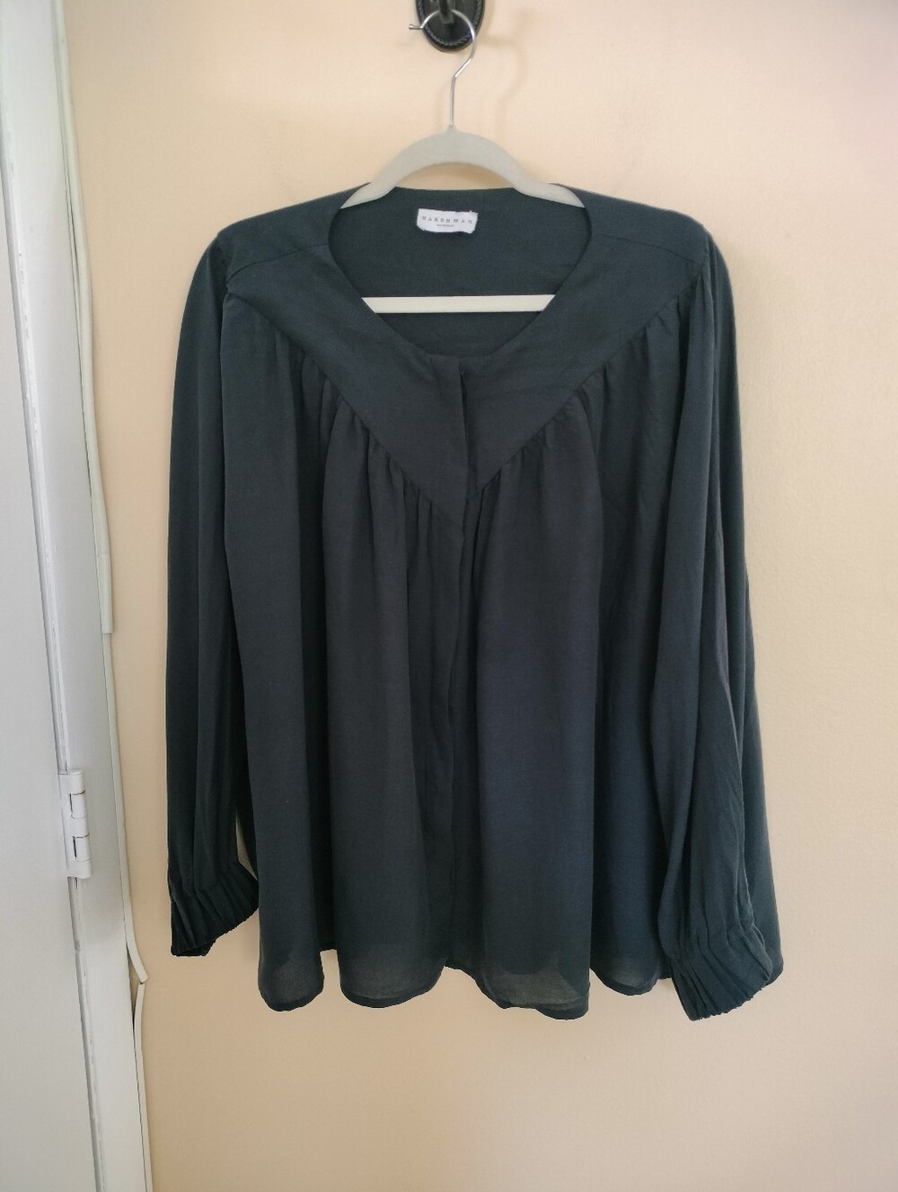 Harshman Blue Lightweight Blouse Oversized Boxy Flowy Office See Description